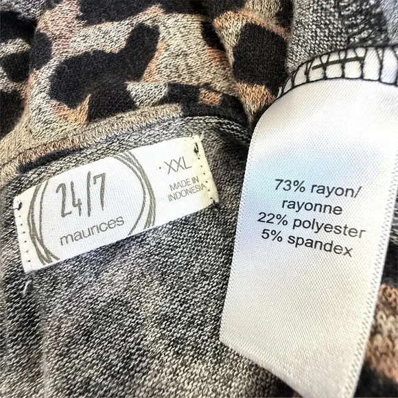 Maurices 24/7 Long Sleeves Cut Out Neck Twisted Tee Shirt Size XXL Animal Print - Picture 16 of 16